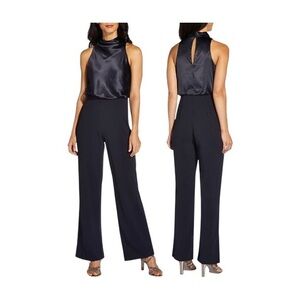NWT Adrianna Papell Satin Crepe
Jumpsuit Midnight Blue Halter
Sleeveless Size 0